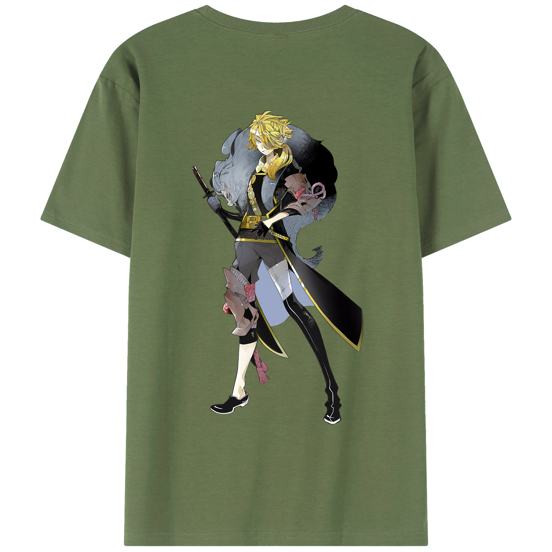 （画像用） 刀剣乱舞 Touken Ranbu 綿100％ メンズ半袖Tシャツ（バックプリント） 通気性